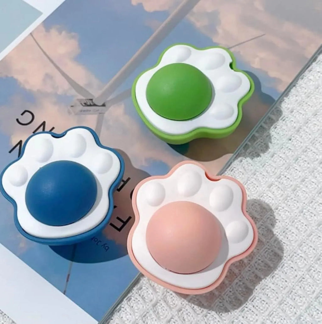 Blue, green, and pink mouse-shaped catnip chew ball toy with edible vine and plush fabric.