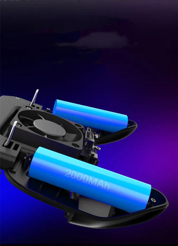 Black mobile game controller with ergonomic grips and action buttons for smartphone gaming