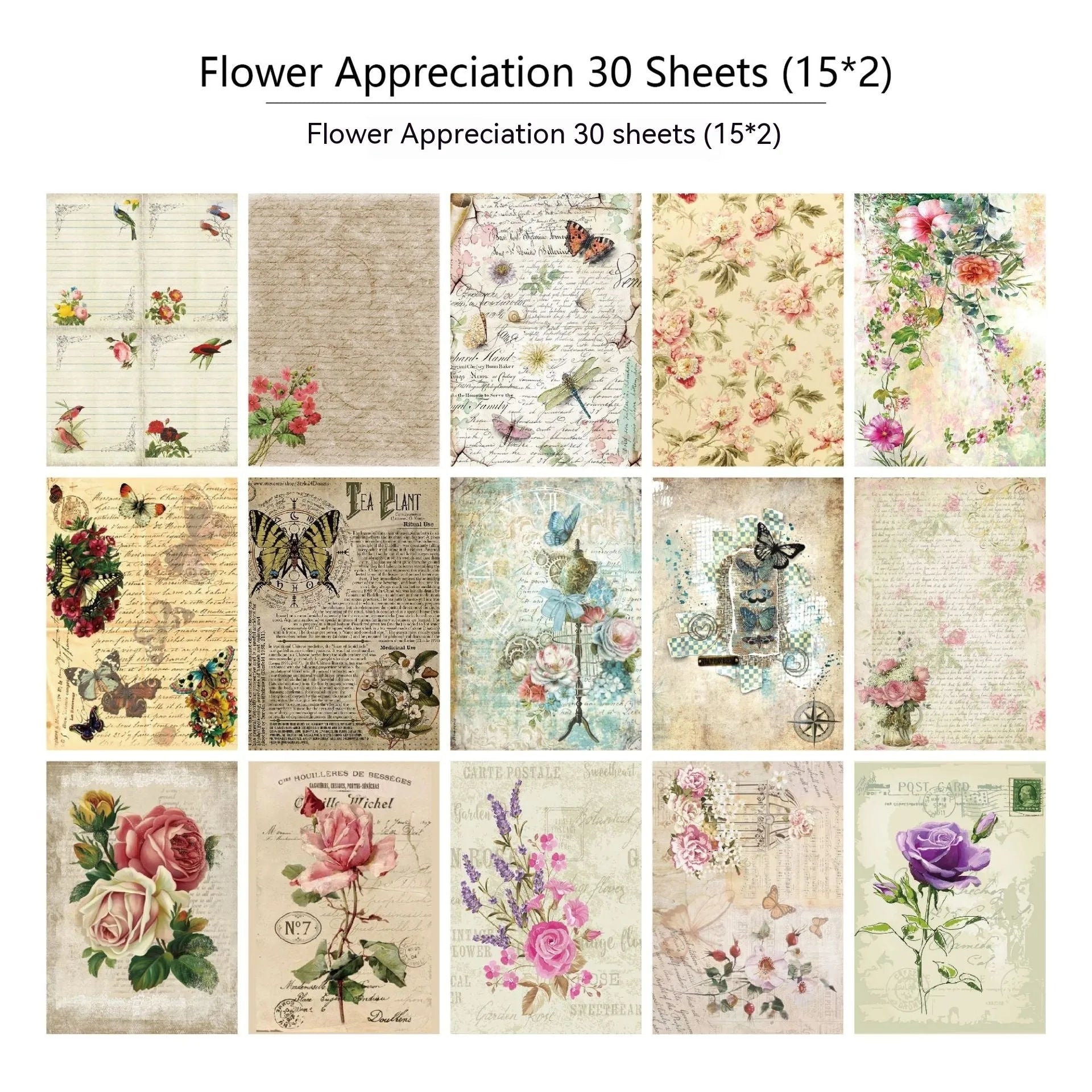 30 pieces of retro-style printed diary newspaper decoration scrapbook paper in assorted colour themes