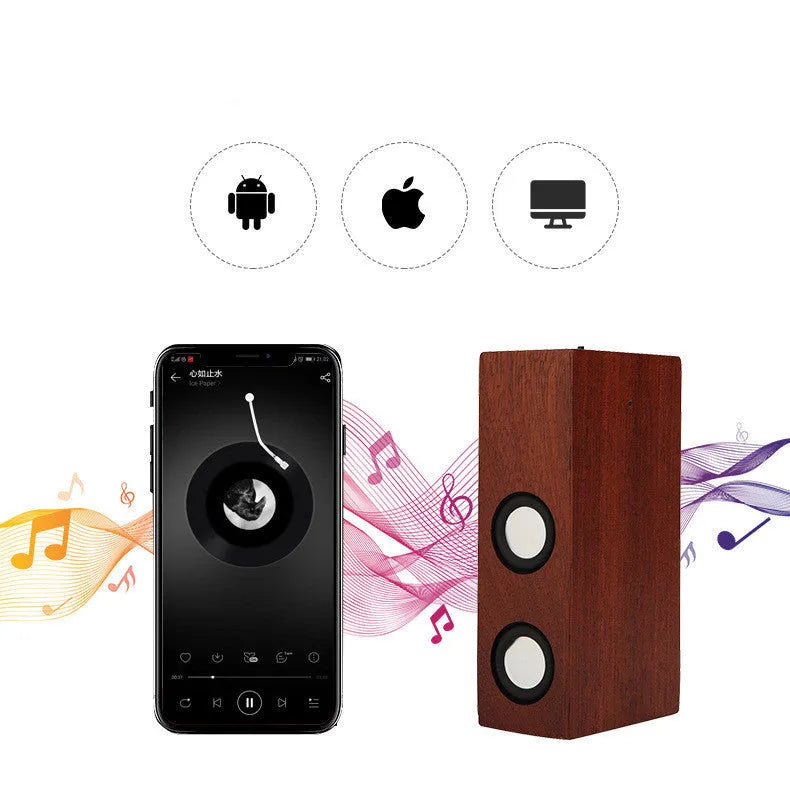 Wooden cabinet Bluetooth speaker with retro design in choice of bamboo, walnut, or sapele finishes