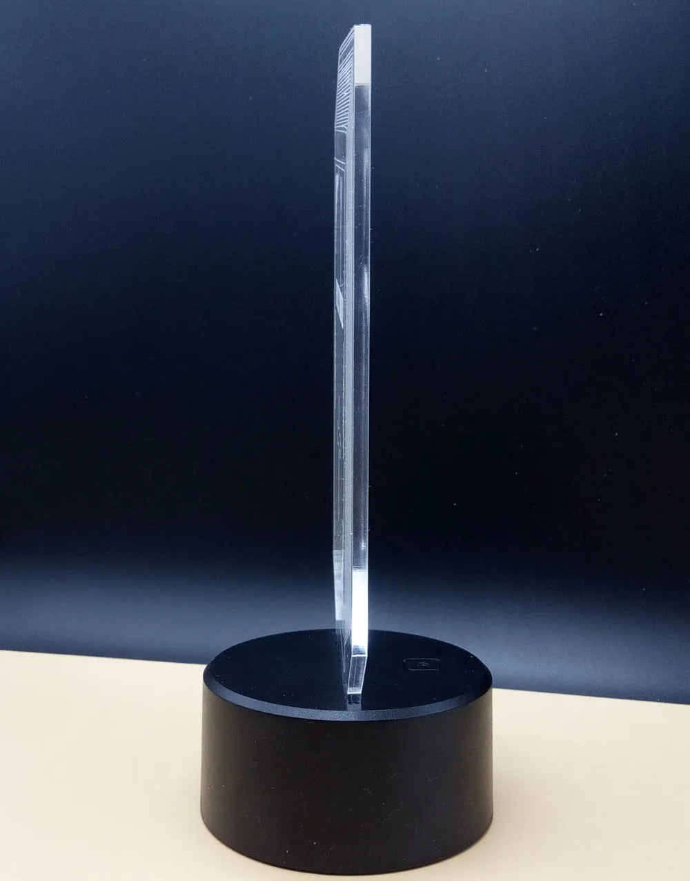 3D rose design acrylic LED night light with remote control on a black ABS base