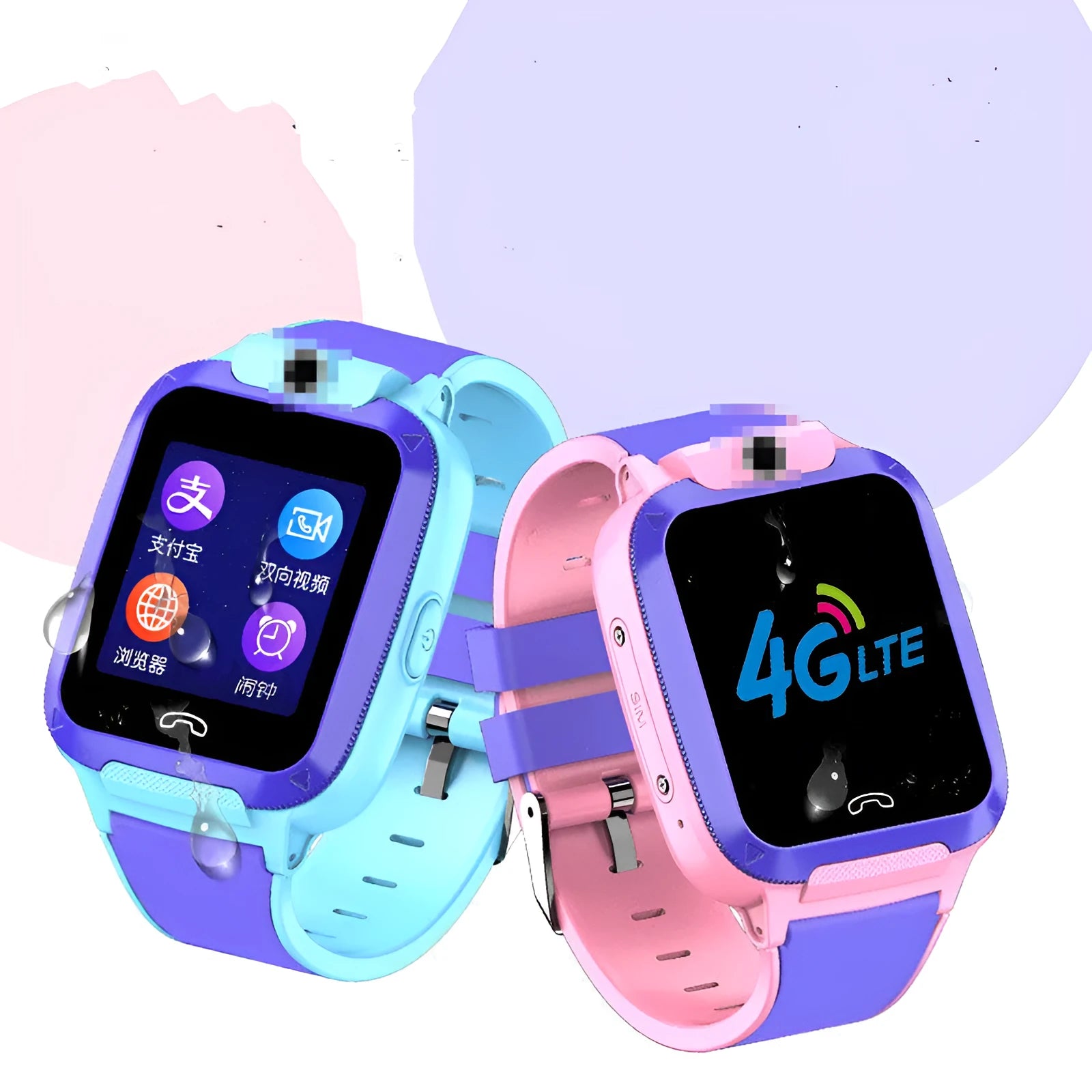 Blue children's GPS smartwatch with 1.44-inch touch screen for video calling and location tracking