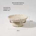 Black and white striped synthetic resin dessert plate with 15cm diameter for retro kitchen decor
