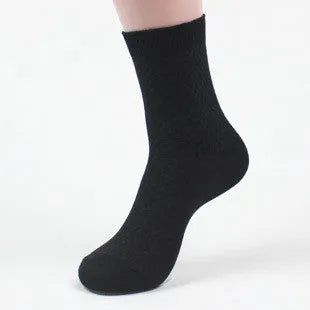 Men's bamboo fibre business socks with small square pattern in black, grey blue, iron grey, navy blue, or silver grey
