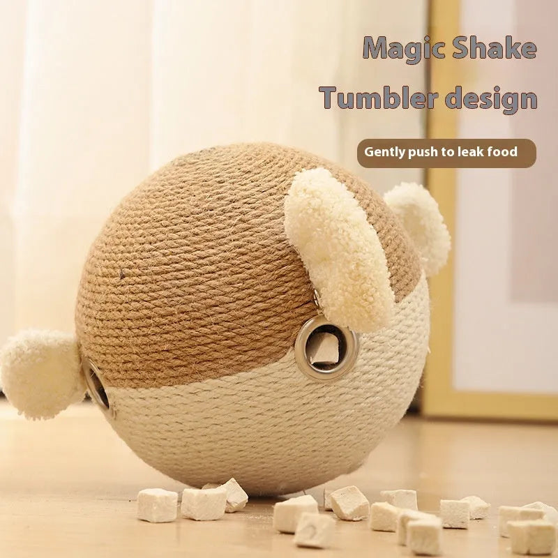 15cm cube pet puzzle feeder toy made from sisal hemp strips for dogs and cats