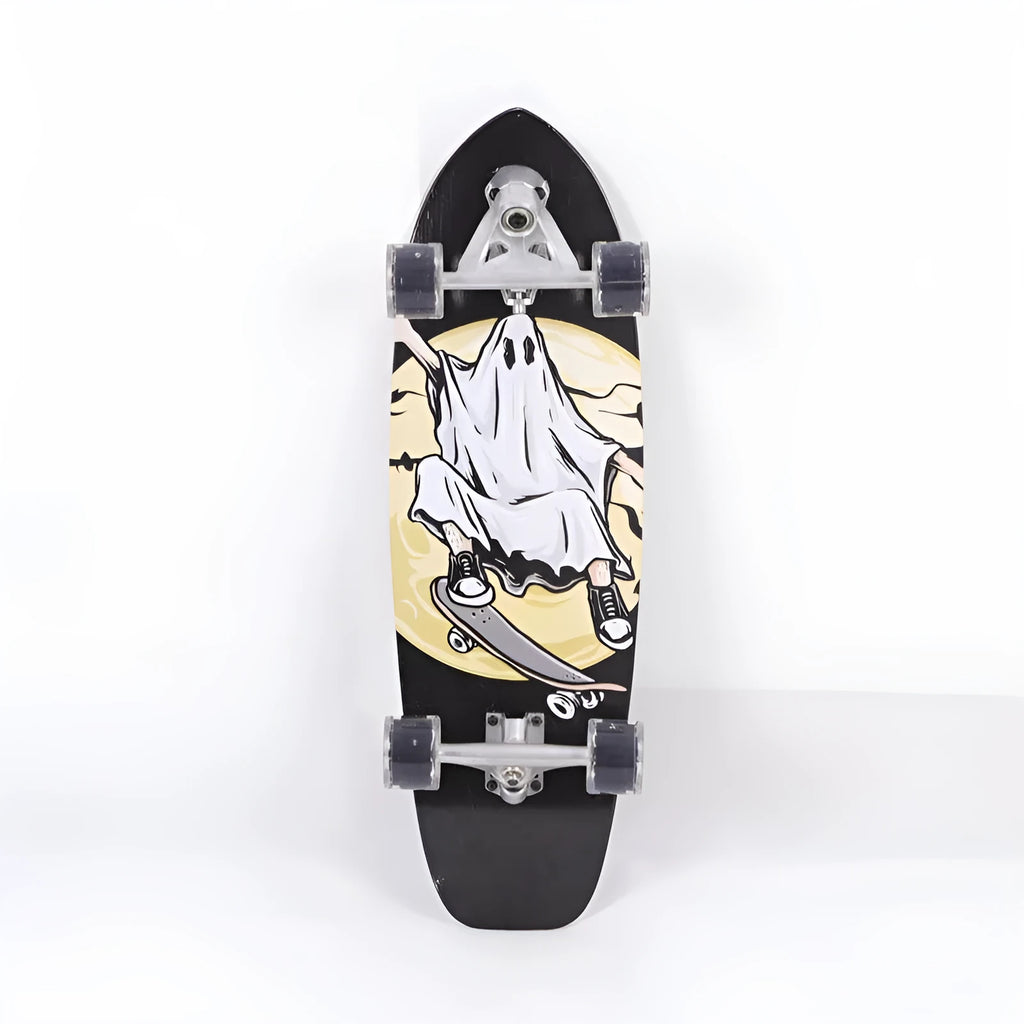 White 31-inch maple wooden street scooter for adults and teenagers.