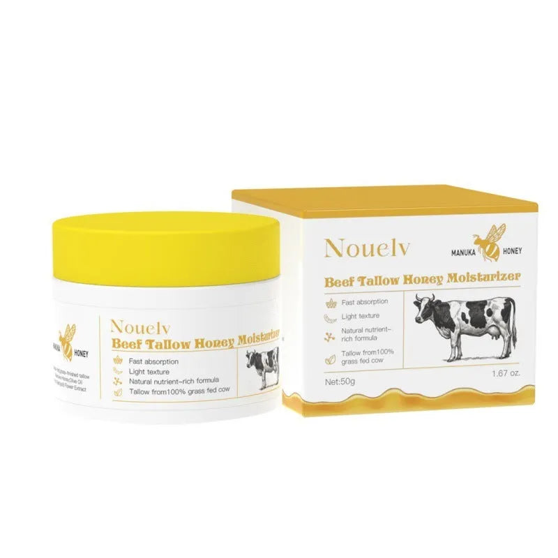 50g glass jar of Honey Tallow moisturising cream for dry and combination skin