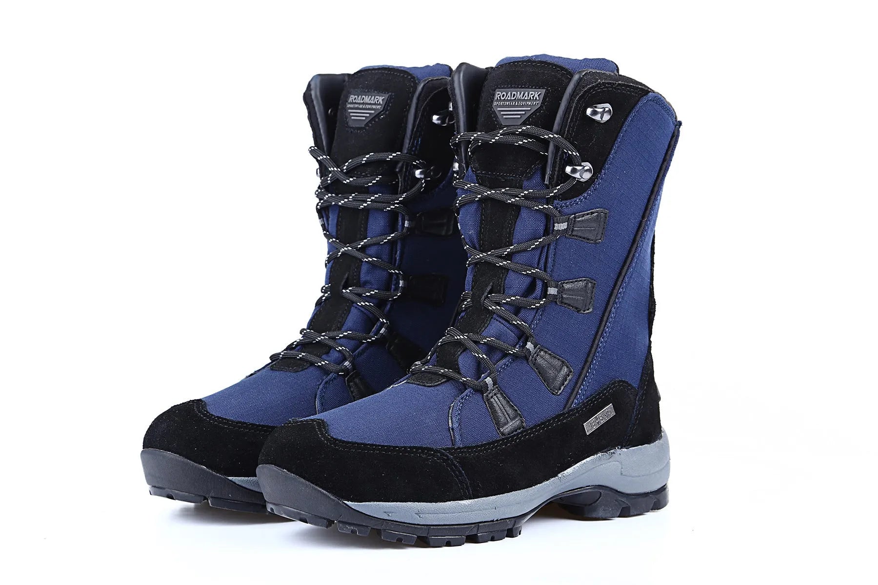 Women's genuine leather mid-calf thermal snow boots with round toe and rubber sole