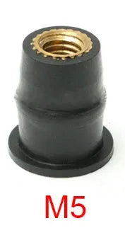 Black brass expansion rubber well nuts for motorcycle panel mounting in M4 M5 M6 sizes