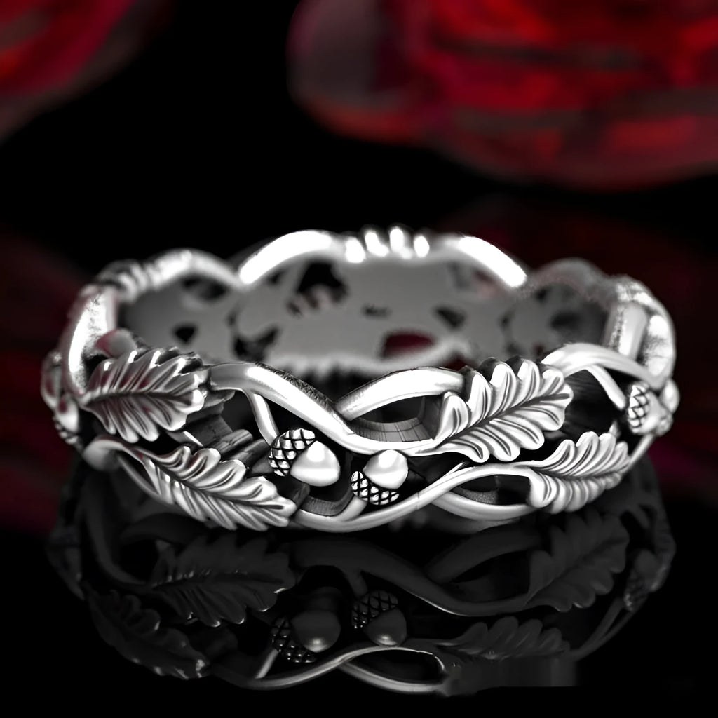 Geometric antique silver electroplated alloy ring on white background, unisex style, size 5 to 11 available