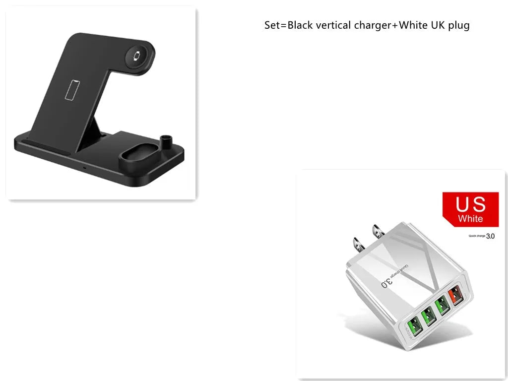4-in-1 wireless charging station with adjustable magnetic stand for phone and Apple Watch