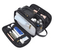 Men's black or brown Pu leather toiletry bag for travel storage.