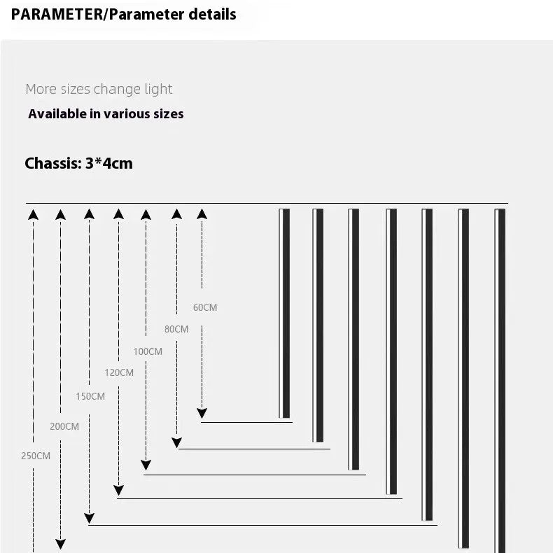 80 cm long black aluminium LED wall lamp with touch control for three light colours on a plain wall