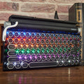 Black Dot retro typewriter mechanical keyboard with backlit keys on metal base