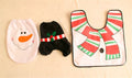 Christmas bathroom set with flannel shower curtain, toilet cover and floor mat featuring Santa design
