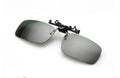 Clip-on myopia sunglasses with PC lens in gray colour showing side clip attachment for driving and outdoor use
