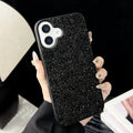 Skin Feeling Carbink phone case for iPhone 14 Pro with large hole cutouts and handmade rhinestone decorations in white, black, and pink colours