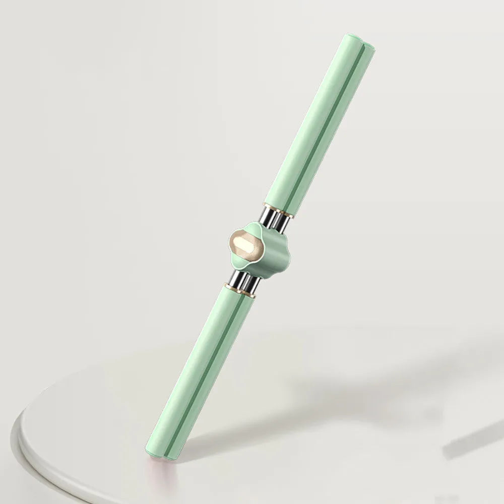 Adjustable stainless steel posture corrector back stick in blue, shown with its storage bag.
