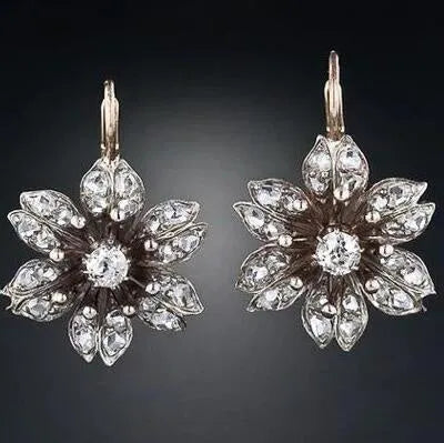 Silver electroplated alloy earrings with retro design for women's office fashion