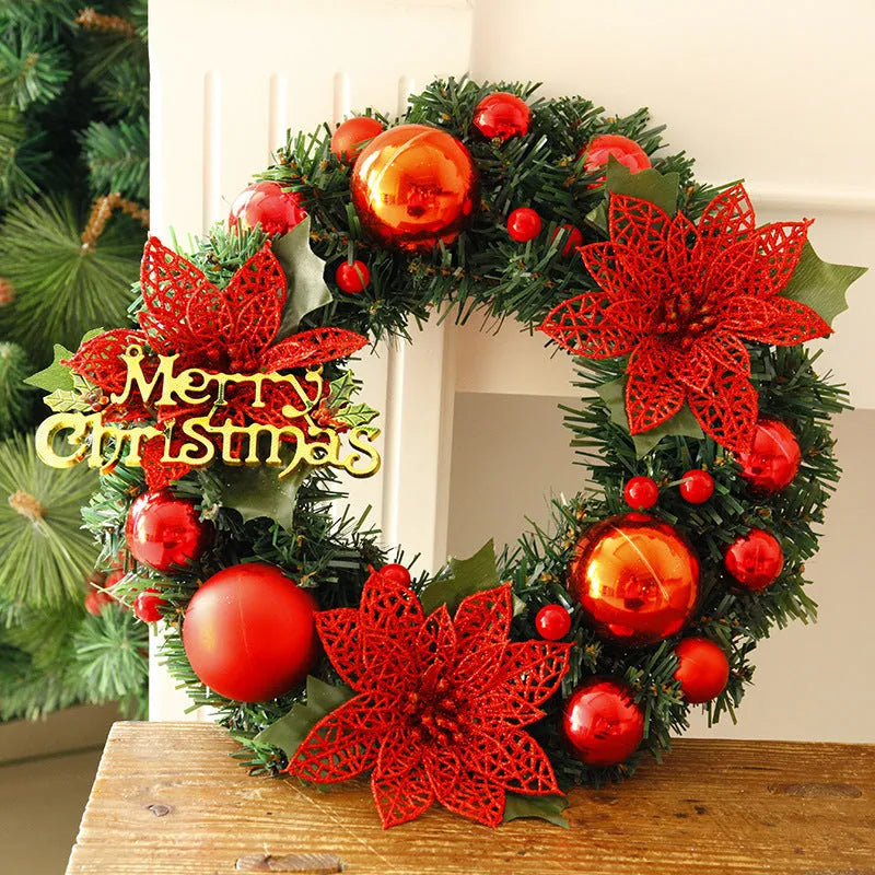 30cm multicolour plastic Christmas wreath for door decoration in red, gold, silver, blue, pink, or purple