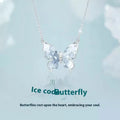 Silver butterfly necklace with adjustable O-ring chain for women