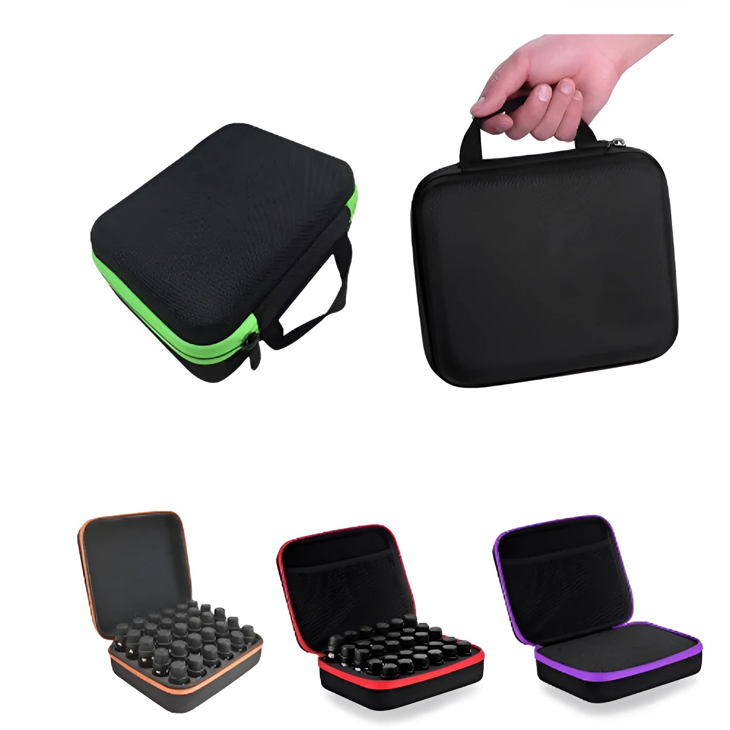 Cube-shaped essential oil storage bag with 30 compartments for 15ml bottles