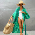 Printed loose cotton beach cover-up shirt for sun protection in average size