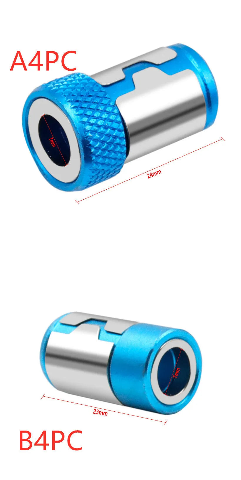 Light blue screwdriver bit with magnetic ring for slotted screwdrivers