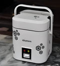 Kiwi MF-12A grey mini electric cooker with pot and lid, 1.2 litre capacity for student dorms and travel