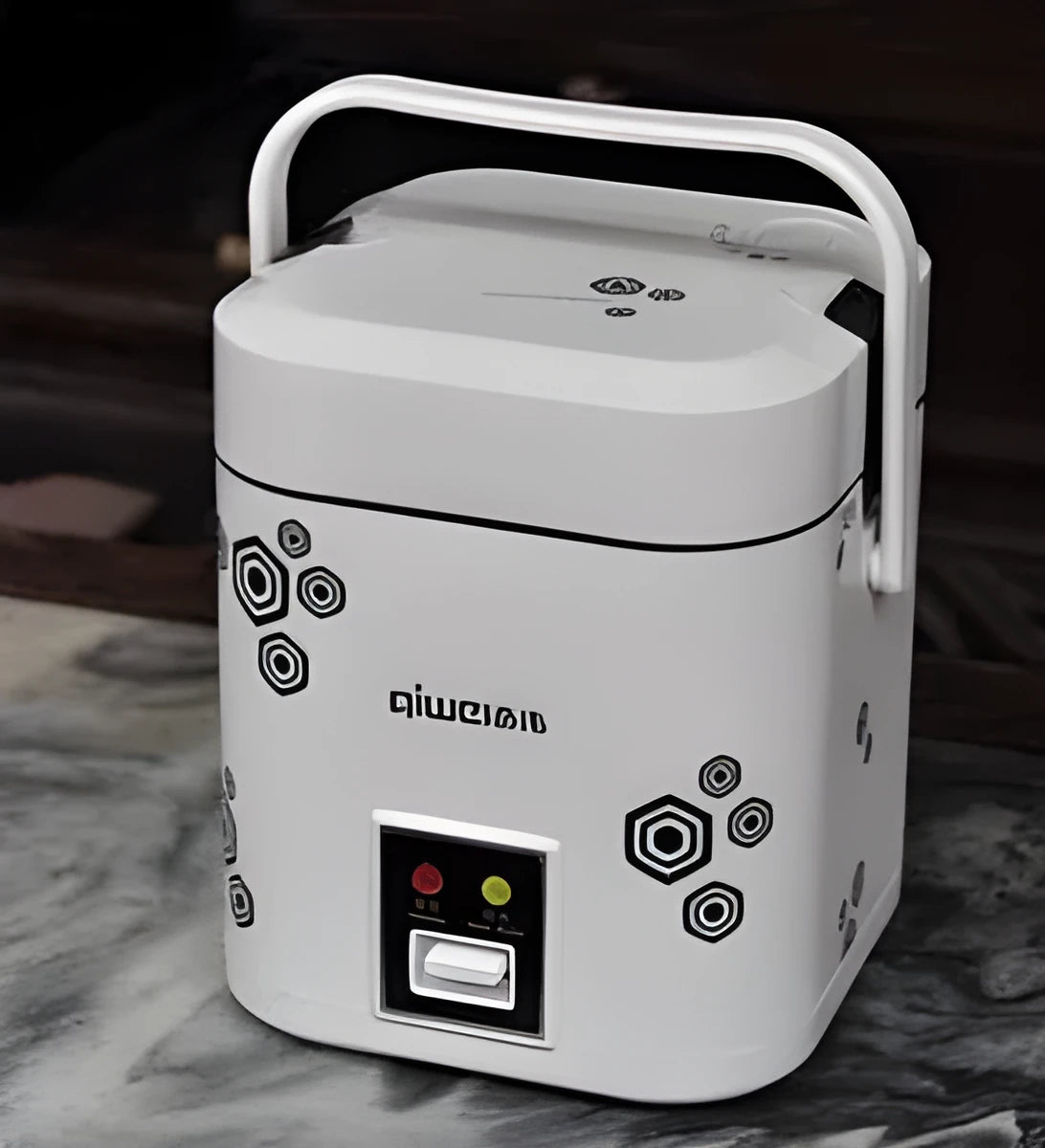 Kiwi MF-12A grey mini electric cooker with pot and lid, 1.2 litre capacity for student dorms and travel
