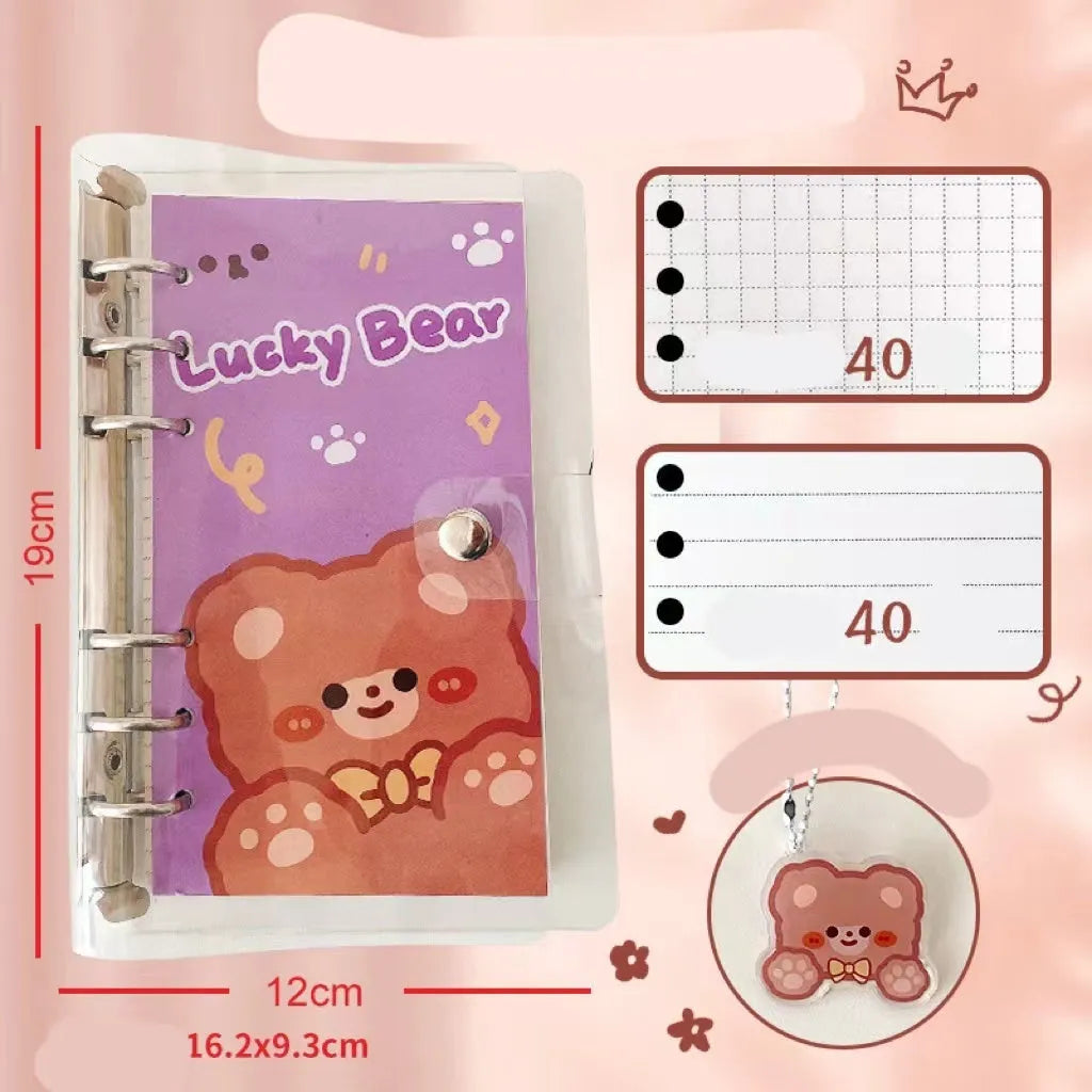 A6 loose-leaf notebook with heart cover, 80 pages of 70g double tape paper, 6-hole binding, 90x170mm