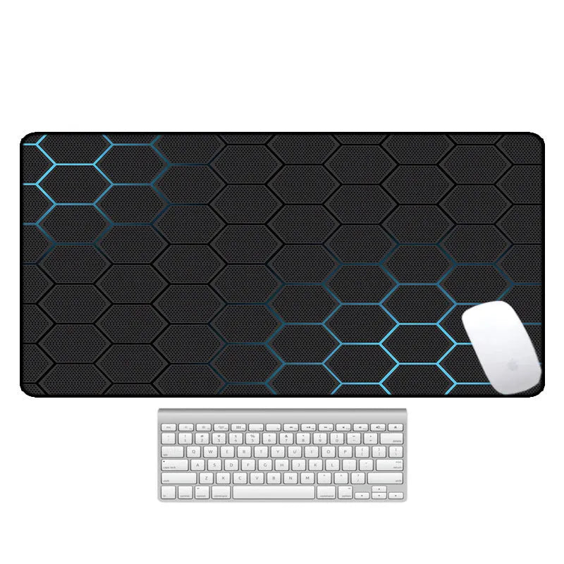 Large rectangular desk pad with printed pattern, showing non-slip natural rubber base.