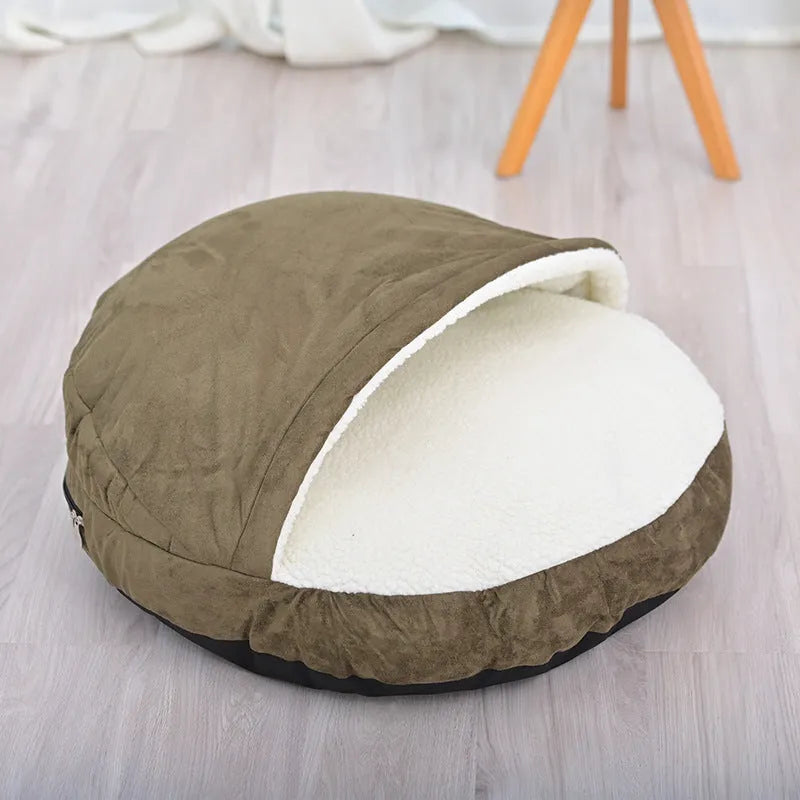 Brown and grey removable cloth dog kennel in medium and small sizes