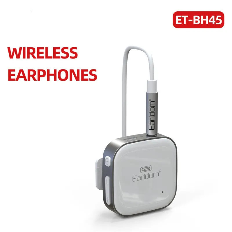Black Bluetooth lavalier headset with clip, shown alongside red and grey colour variants.