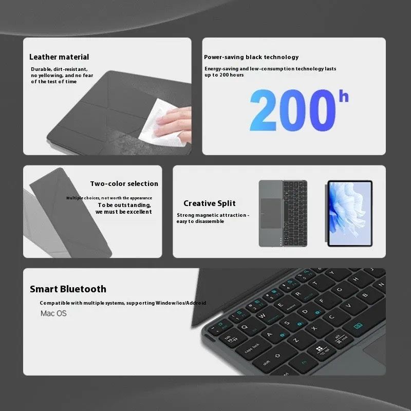 Space grey folding Bluetooth wireless keyboard for mobile phones and tablets