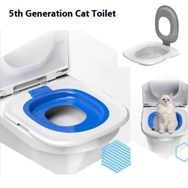 Fifth generation cat toilet trainer with 60cm round ABS plastic base in blue colour