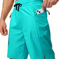 Men's solid colour quick-drying beach shorts in straight-leg polyester with elastic waistband