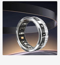 Silver and gold diamond inlaid smart rings for adults showing wearable technology on finger.