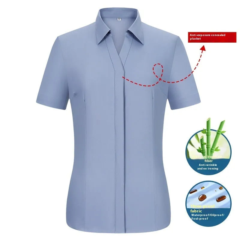 Men's slim fit bamboo fibre business shirt with square collar in waterproof stain resistant fabric