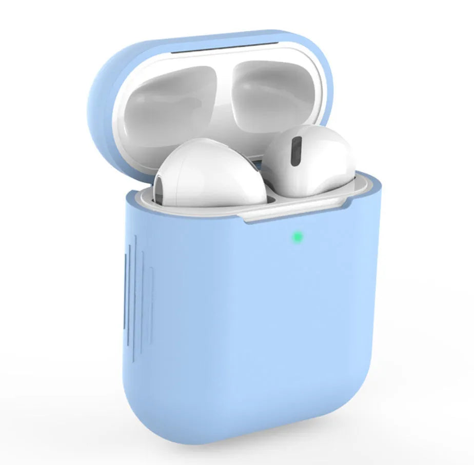 Silicone protective cover case for Apple AirPods in various colours with anti-drop design