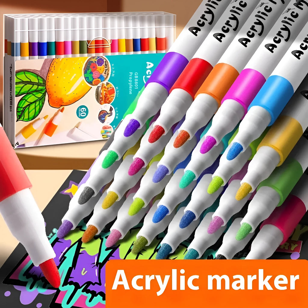 Acrylic marker pen sets in multiple colour options for student painting projects