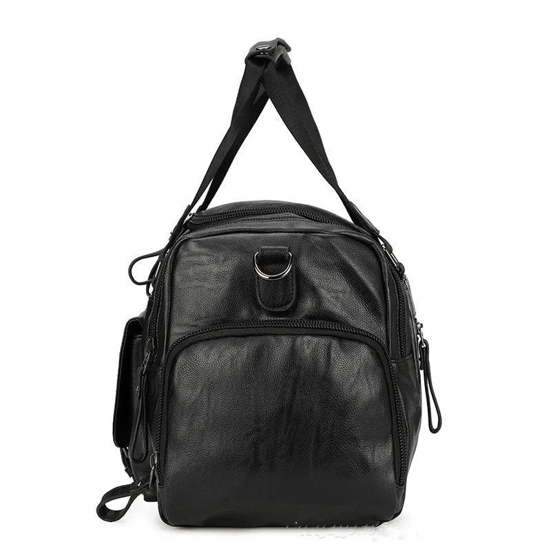 Large black travel shoe bag with separate storage compartment measuring 52cm x 19cm x 27cm
