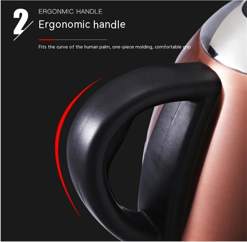 Full-automatic stainless steel kettle with touch control panel in gold colour