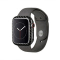 Carbon fibre design leather case for Apple Watch 4 44mm in black.