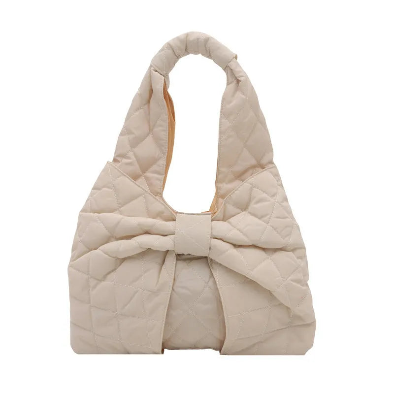 Women's one shoulder handbag soft cotton horizontal square shape with sandwich pocket in black