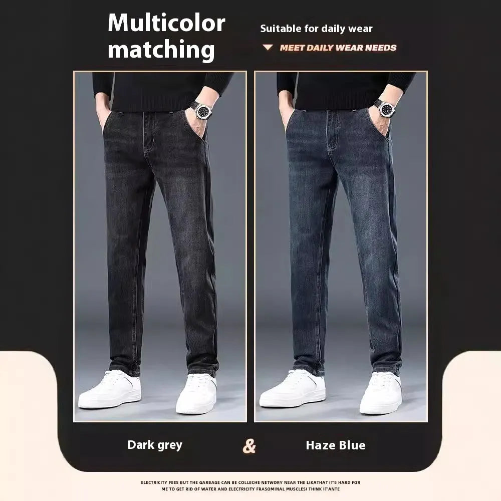 Slim straight casual trousers in black with micro-elastic fabric and mid-waist design