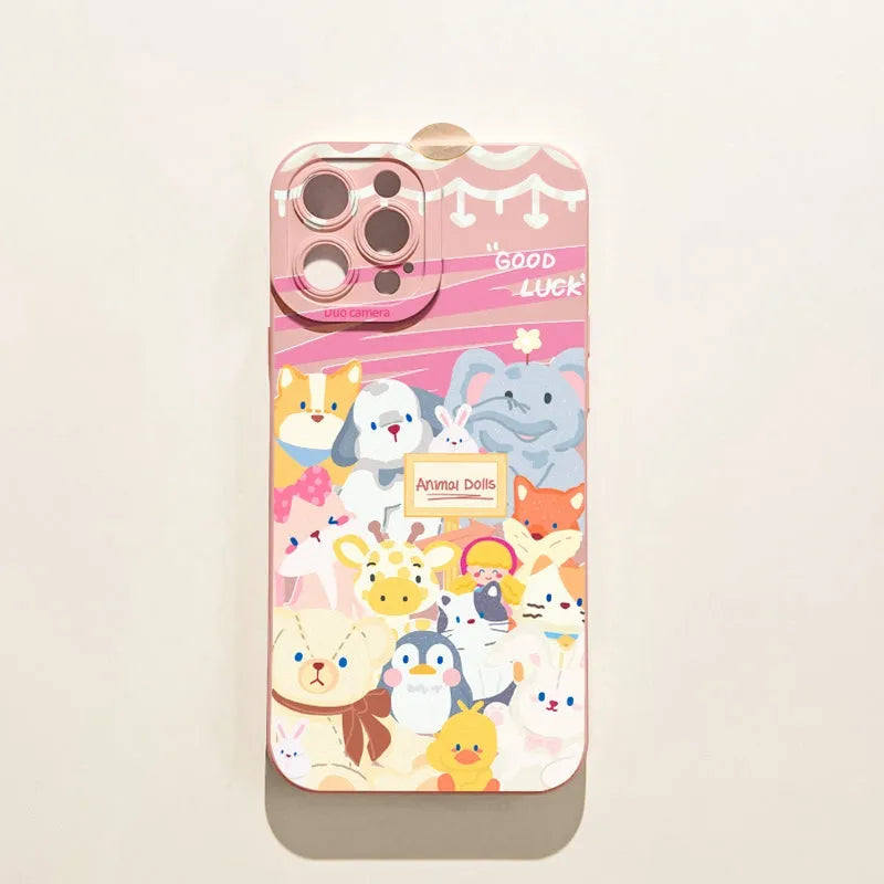 Cartoon cute animal printed TPU phone case for iPhone, anti-drop, flower panda design