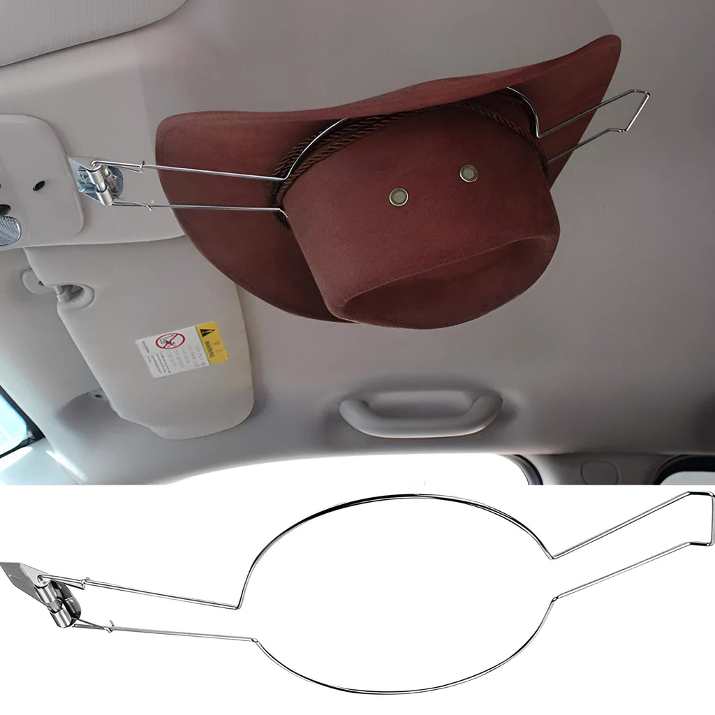 Brown chrome-plated metal car hat and coat stand for vehicle interior organisation