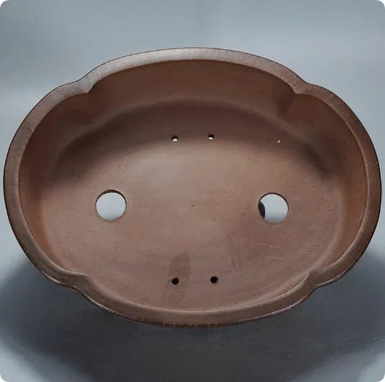 Traditional purple clay flower pot with classical styling for plants and bonsai