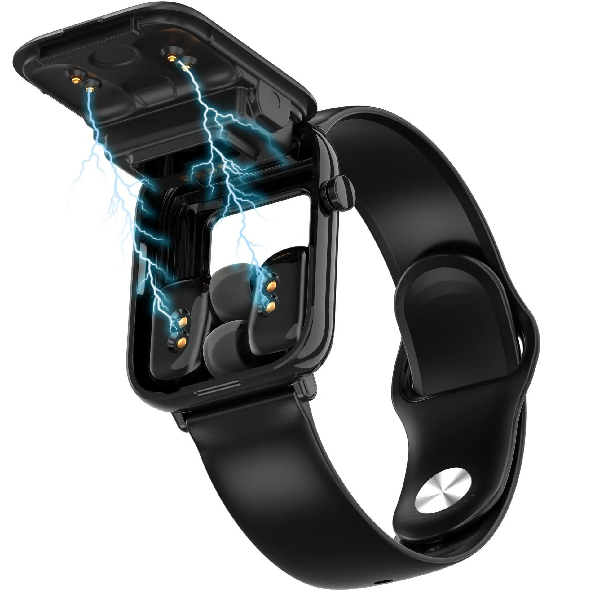 Black smart Bluetooth watch with touch screen display and zinc alloy body
